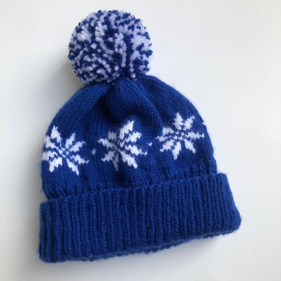 Blue and White Snowflake Adult Winter Hat - Picture 1 of 1